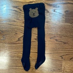 Baby Gap size 2-3Y navy blue cable-knit tights bear bottom
